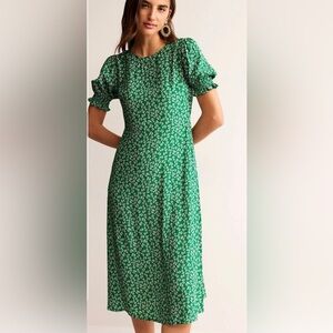 Boden Green Floral Midi Dress
